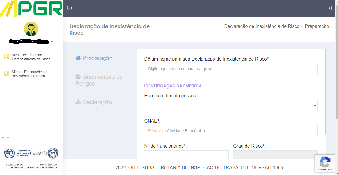 Cadastro da DIR - https://pgr.trabalho.gov.br/#!/ Cadastro da DIR - https://pgr.trabalho.gov.br/#!/