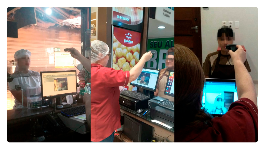 Colaboradores da Massabor durante o controle de entrega de EPI com biometria facial do SGG