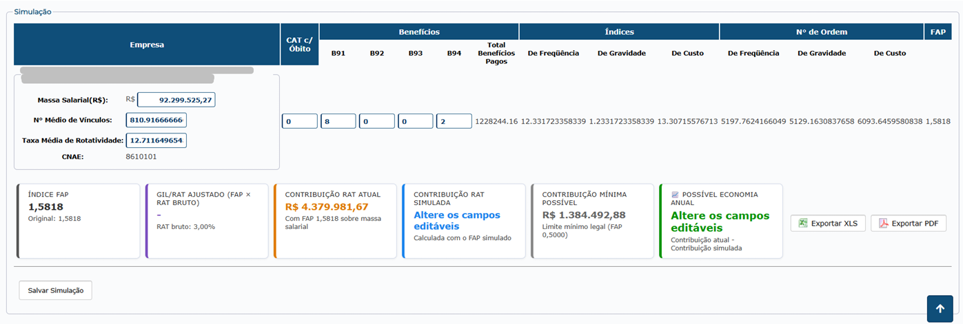 Modo Simulação do FAP no SGG